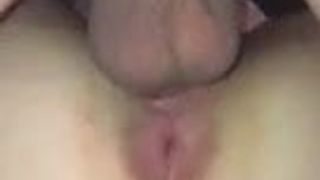 Cuckold eats creampie