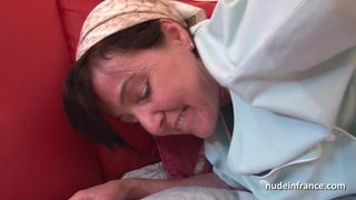 French step mom seduces young guy with her ass