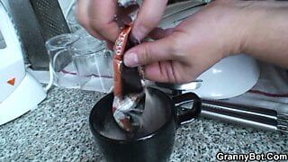 He fucks big tits grandma from behind