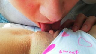 Helped my stepsister to have an orgasm with cunnilingus