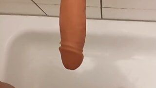 Hot Milf pees on Dildo in Shower