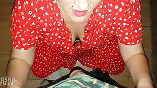 I filmed how my HORNY STEPMOM MILF sucking&licking my dick! Cum on her face and she’s ENJOY it! POV