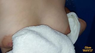 My stepsister washing her pussy after FUCKING