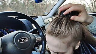 Passionate blowjob in the car