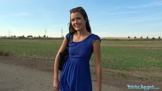 Public Agent Tight sexy Czech shaved pussy fucked outdoors