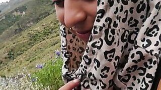 Sexy Arab girl gives quickly blow job in public