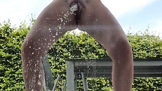 Squirt to window after cleaning