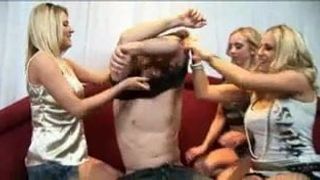 CFNM Three blondes tease and jerk rockstar