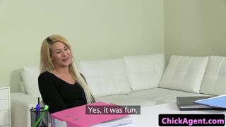 Czech amateur has ffm fun during sex audition