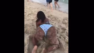 Ebony Booty Eating up Bikini (Deep Wedgie)