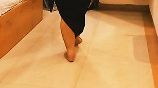 Indian Chubby Girlfriend Walks in Slow Motion, Sensually Showing Her Huge Cleavage