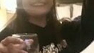 Man shooing her big boobs