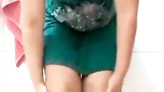 Mireladelicia striptease, taking off short doll and little green dress, showing off my pussy and my big, naughty and hot