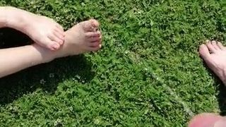 Piss on girlfriends feet