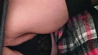 Secretary seen from below with stocking