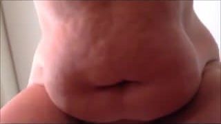 Shaking fat mature belly