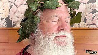 Tight teen rides grandpa cock she gets hard fucked and takes creampie