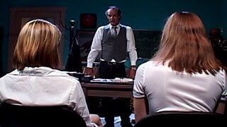 Two lesbian schoolgirls initiate lesbian masturbation in the