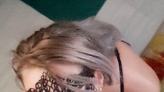 34yr old 37FF girlfriend sucking dick in the kitchen