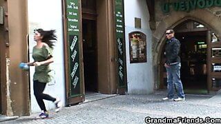 Big tits blonde granny double penetration