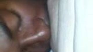 Black man eating out some white pussy