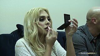 Blond babe with big boobs gets surprised with a thick dick