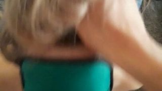 Blonde submissive slut gets her face fucked