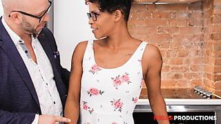 Cute Black Milf Fucked hard in the Kitchen