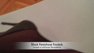 Footjob in Black Pantyhose