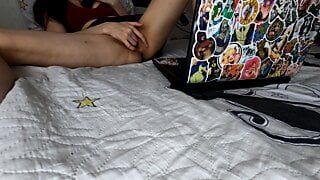 Girl after school decided to watch porn and masturbate