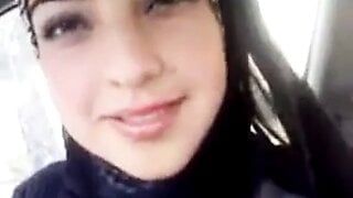 Hot arab flashing her boobs in the car