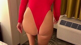 HOT Wife With Natural TITS STRIPS and Plays with her PUSSY!