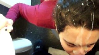 Huge facial in bathroom