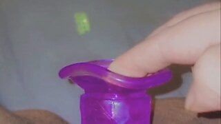 Putting my purple dildo deep inside my hungry pussy