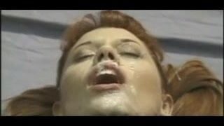Redhead Danielle Dynamite almost drowns in cum