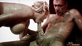 Amazing blond model gets her pussy fucked after the photoshoot