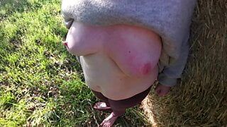 Barefeet naked titslapping in public