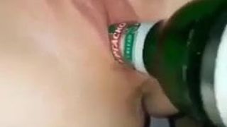 Bulgarian Pussy gets fingered and fucked by Beer Bottle