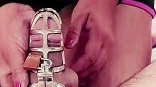 Chastity handjob