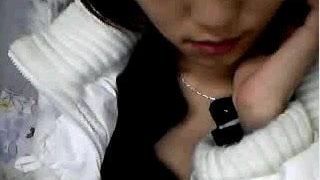 Chinese cute girl show breast