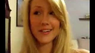 Cute blonde with huge tits