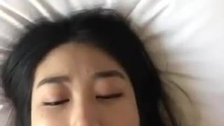 Cute little Asian Girl gets a Facial after BJ
