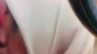 Cute Muslim woman licking Cock in his Car