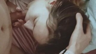 Hard cock fucks his girlfriend in the mouth