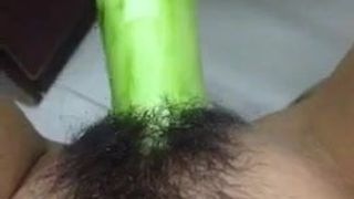 Horney Chinese student shape cucumber as cock and fuck herse