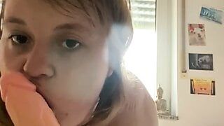 Innocent Amputee Girl is playing with a dick