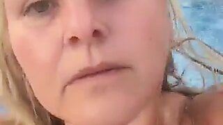 Kitty Queen – Just Nude Swimming – Blonde BBW MILF swimming in the pool