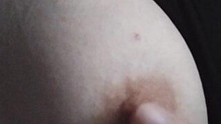 Lubricating my nipples with my own pussy juices