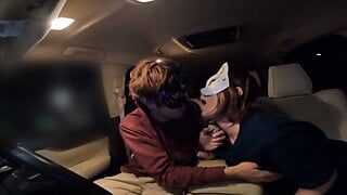 Married woman escapes from home and bites a penis in her car