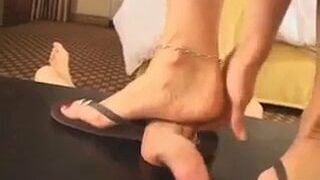 MsVenusDivine-Flip Flops cock trampling on cockbox.